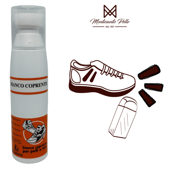 Bianco coprente in versione liquida per sbiancare le tue scarpe sneakers bianche in tela, in pelle ed in tessuto.Formato da 75ml. Peso 120 grammi.